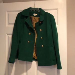 Kelly Green Peacoat Ann Taylor loft
